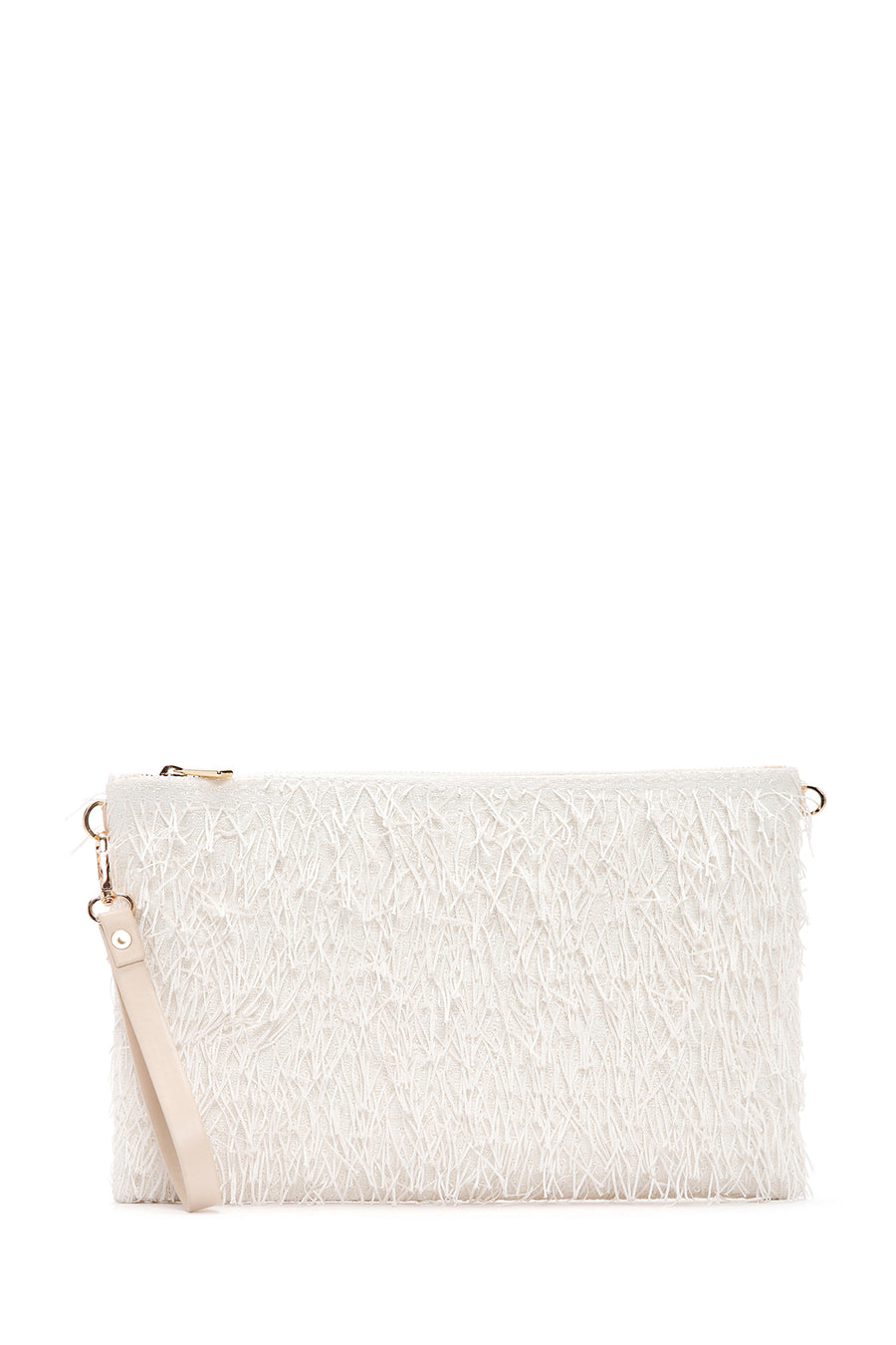 Women's White Long Chain Strap Clutch Bag