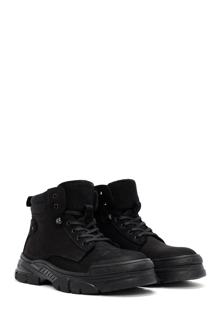 Men's Black Zippered Casual Nubuck Leather Boots