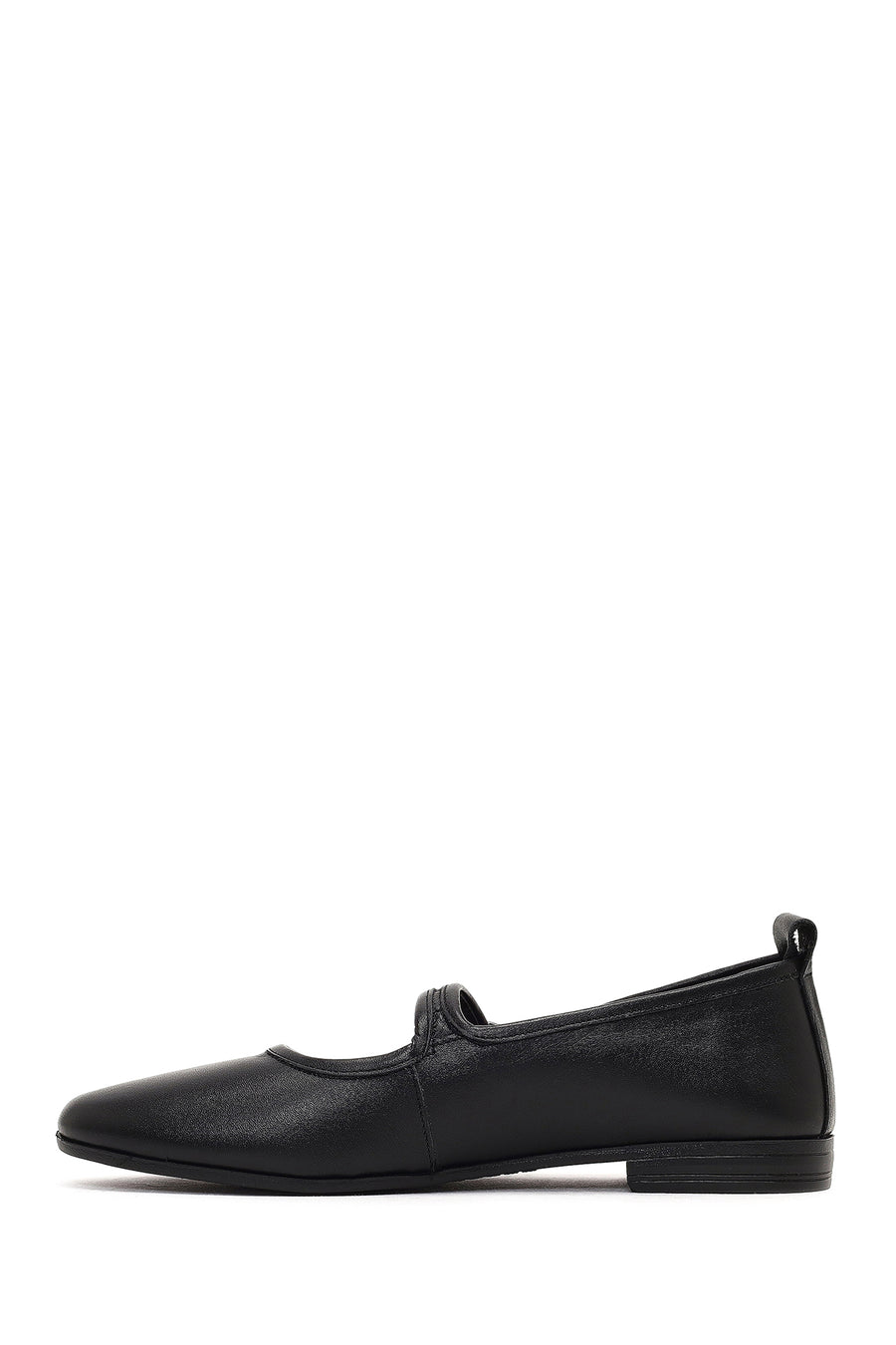 Women's Black Buckled Leather Ballet Flat