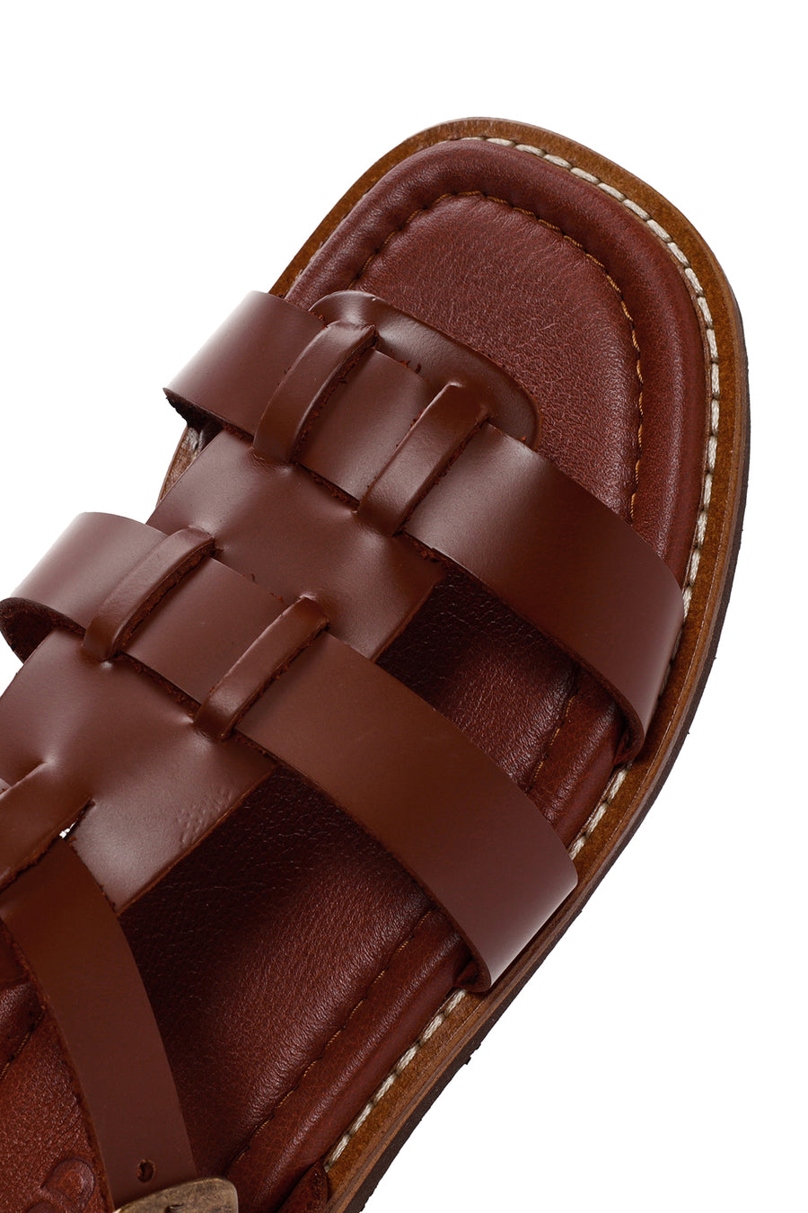 Women's Brown Ankle Strap Leather Sandals