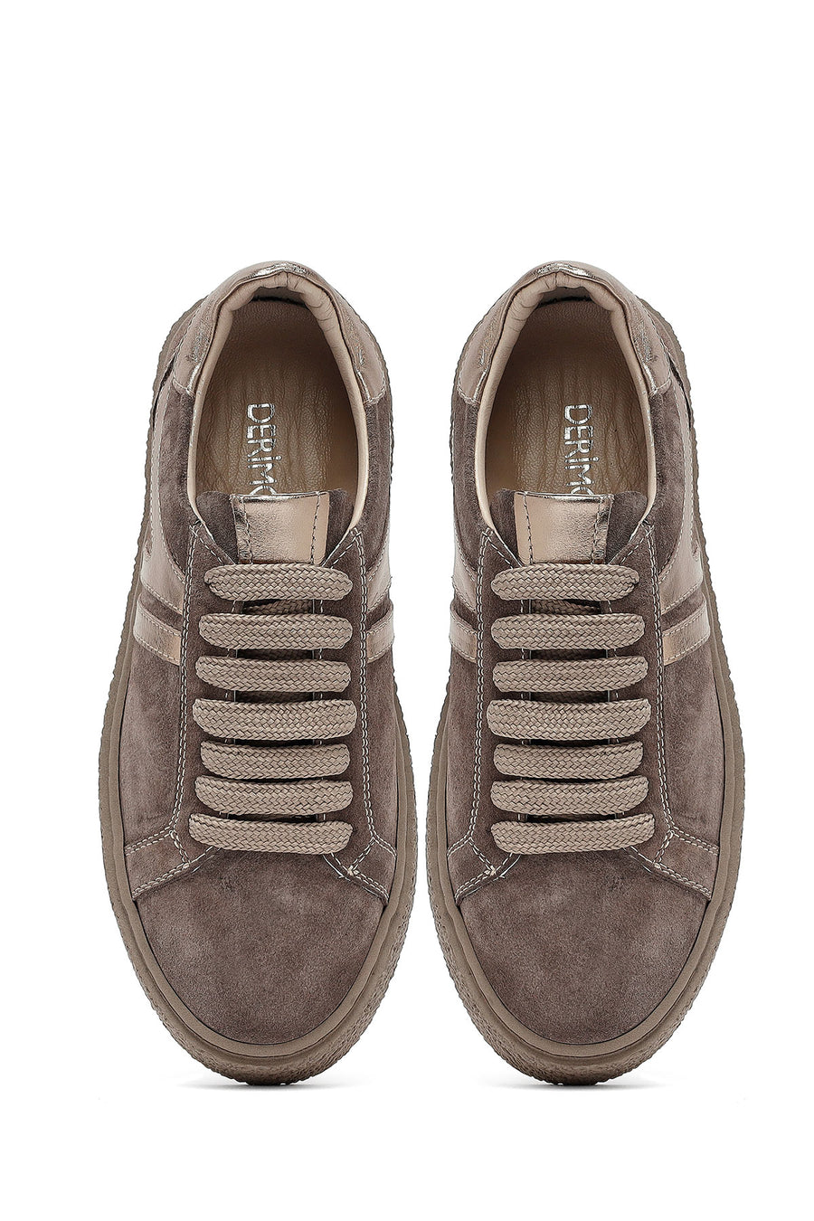 Kadın Vizon Bağcıklı Süet Deri Sneaker
