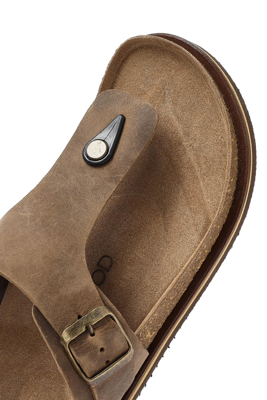Men's Beige Flip Flop Nubuck Leather Slippers