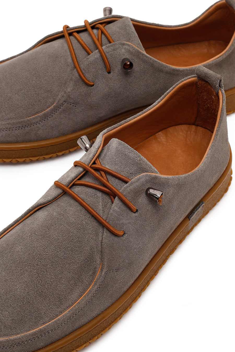 Women's Grey Lace-up Suede Leather Comfort Shoes