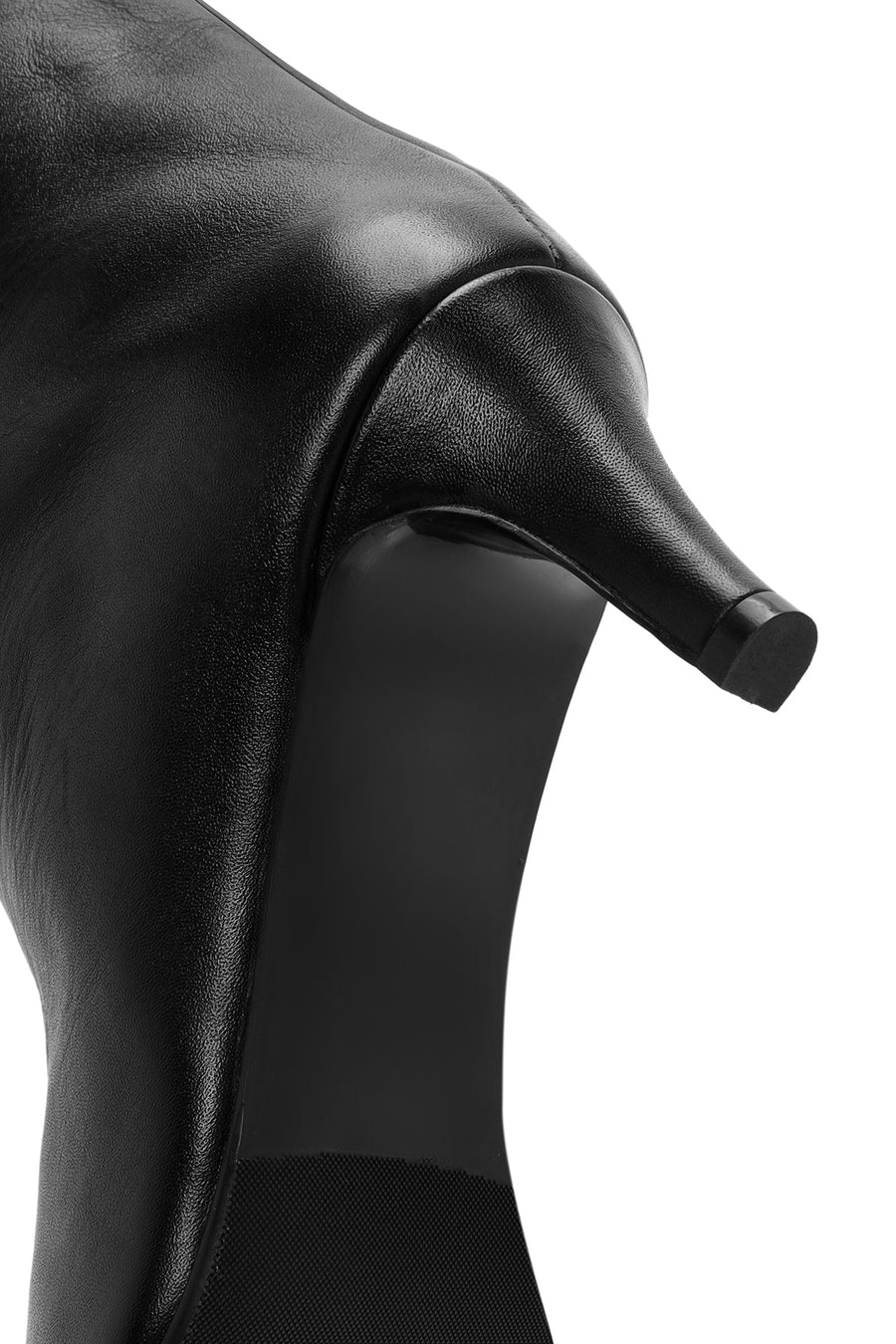 Women's Black Thin Heeled Leather Boots