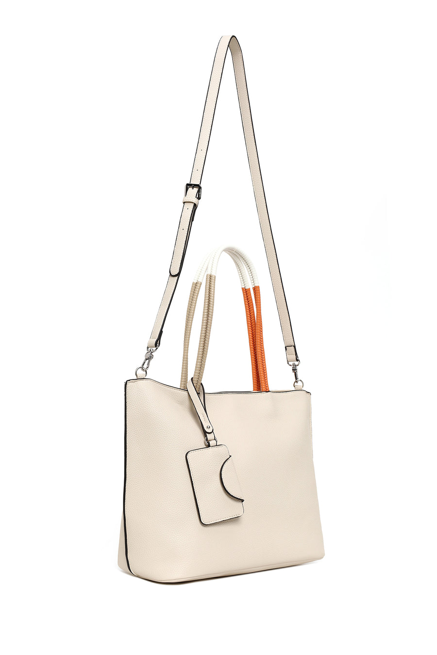 Woman Cream Long-Strap Shoulder Bag