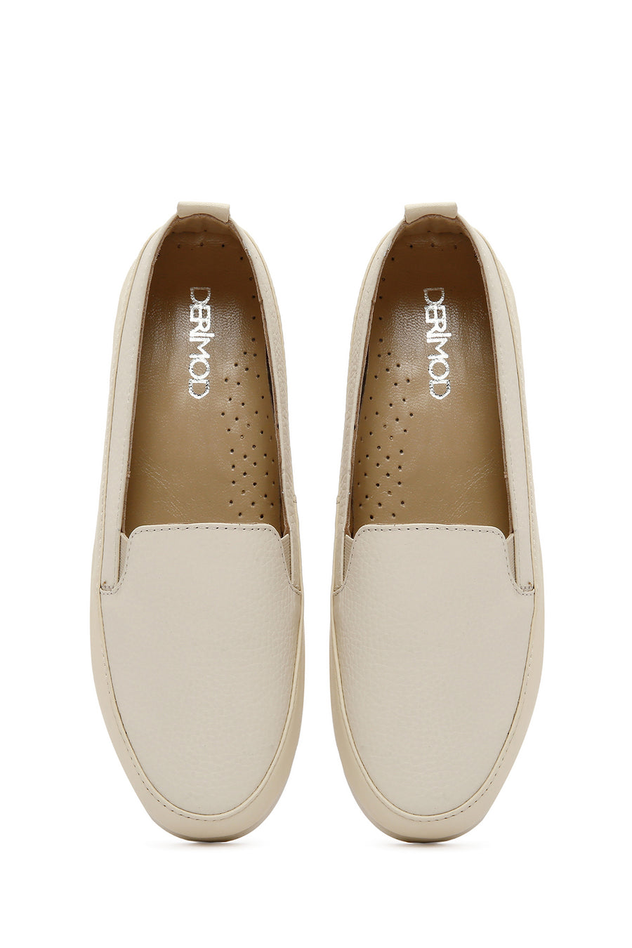 Women's Cream Leather Comfort Loafers