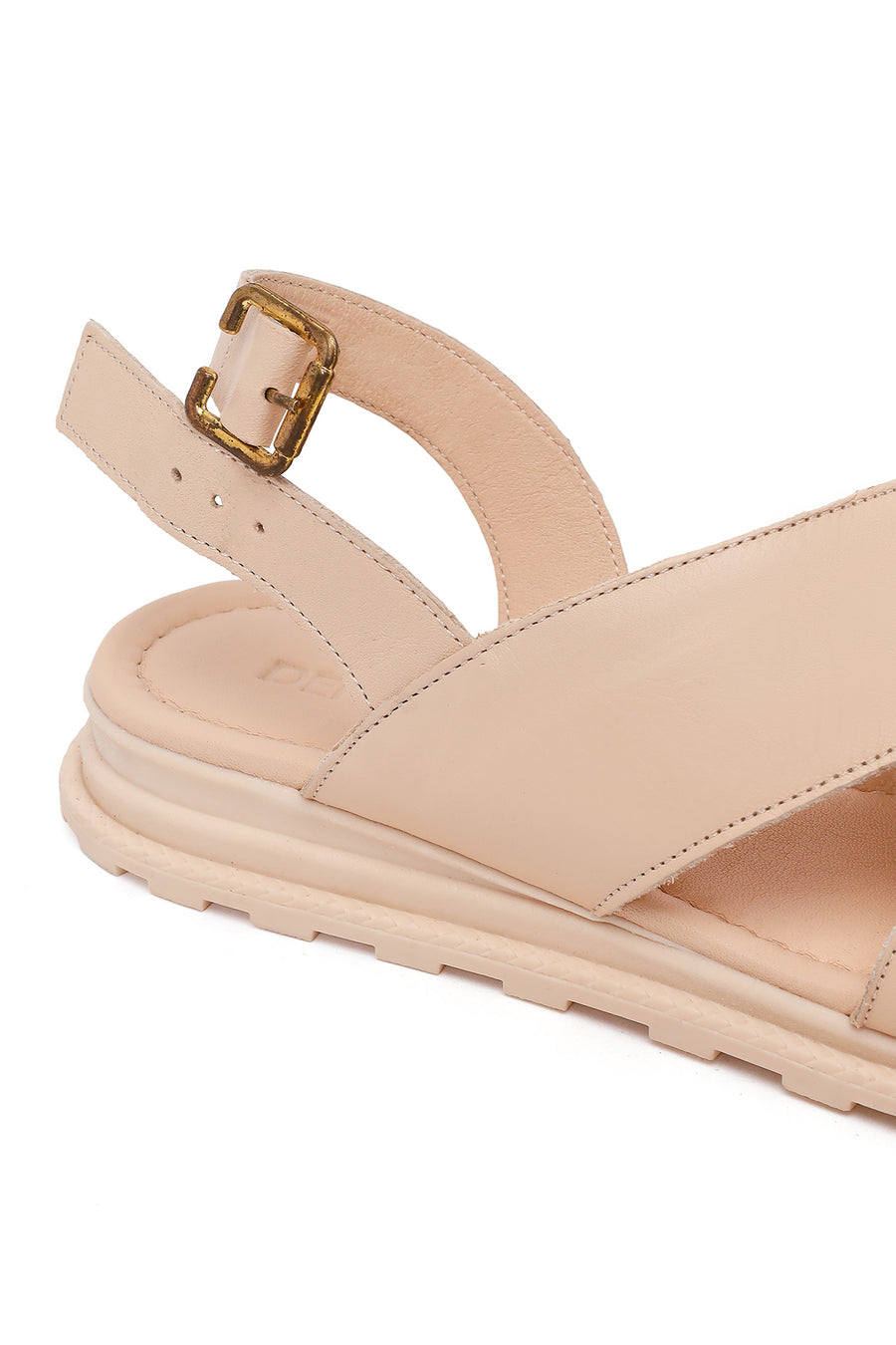 Woman Beige Buckled Leather Sandal