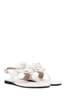 Women's Cream Flower Detailed Flip Flop Sandals | Derimod