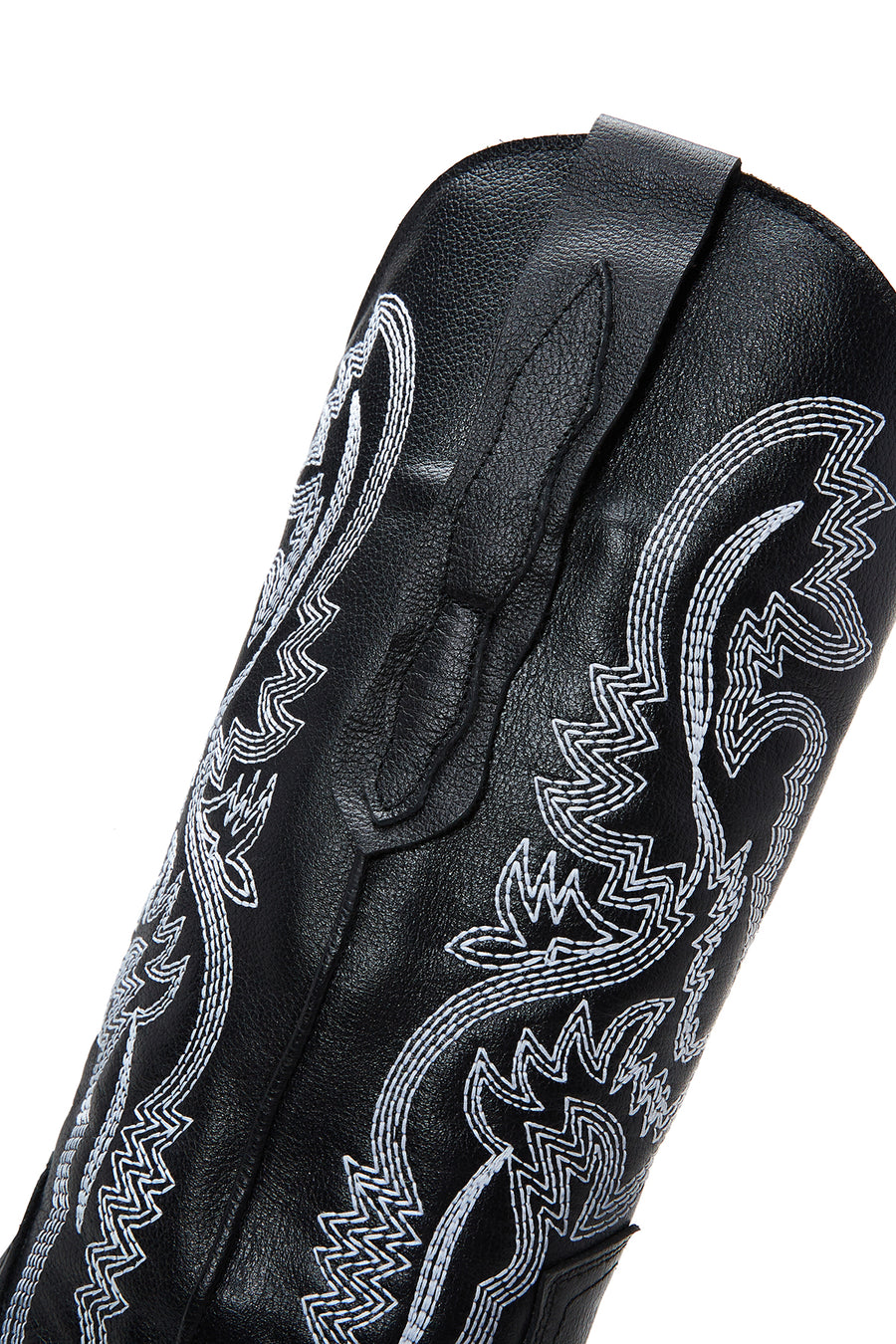 Women's Black Patterned Leather Cowboy Boots