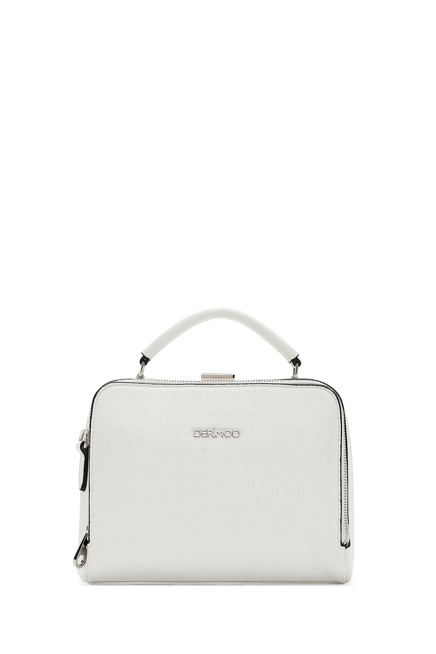 Woman White Long Strap Crossbody Bag