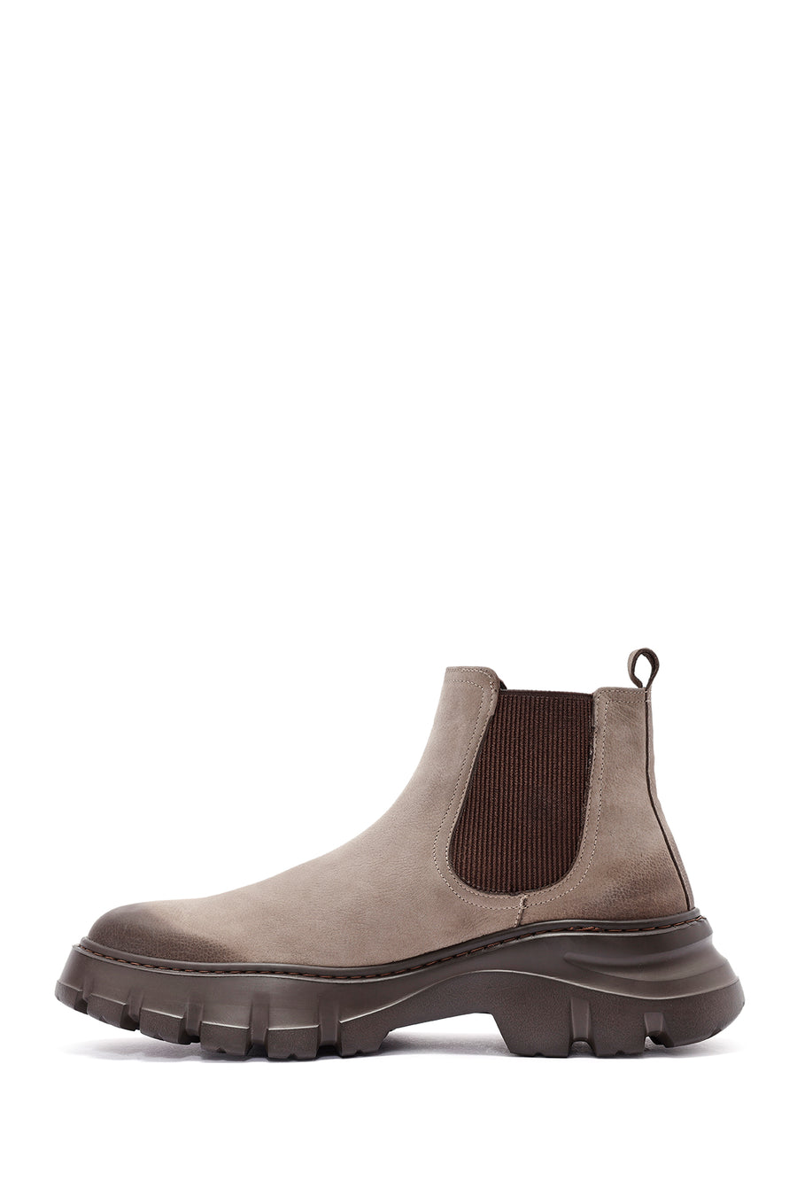 Men's Beige Nubuck Leather Chelsea Boots