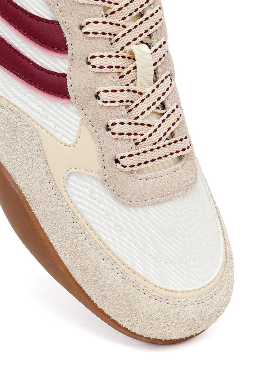 Women's Beige Lace-up Leather Sneaker
