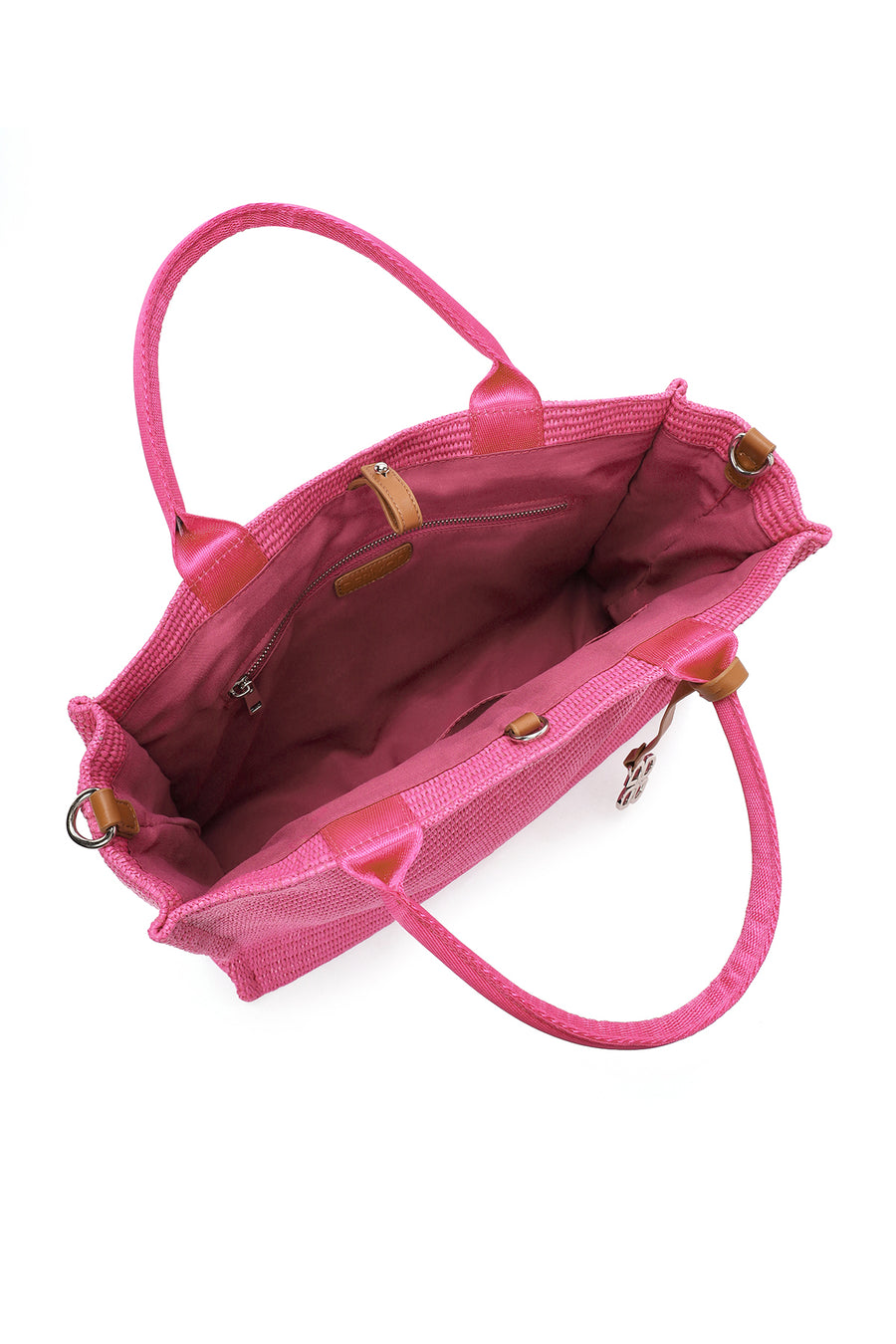 Women's Pink Straw Shoulder Bag