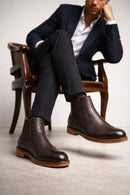 Male Brown Leather Casual Chelsea Boots | Derimod