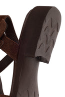 Woman Brown Ankle-Buckle Suede Leather Sandals | Derimod