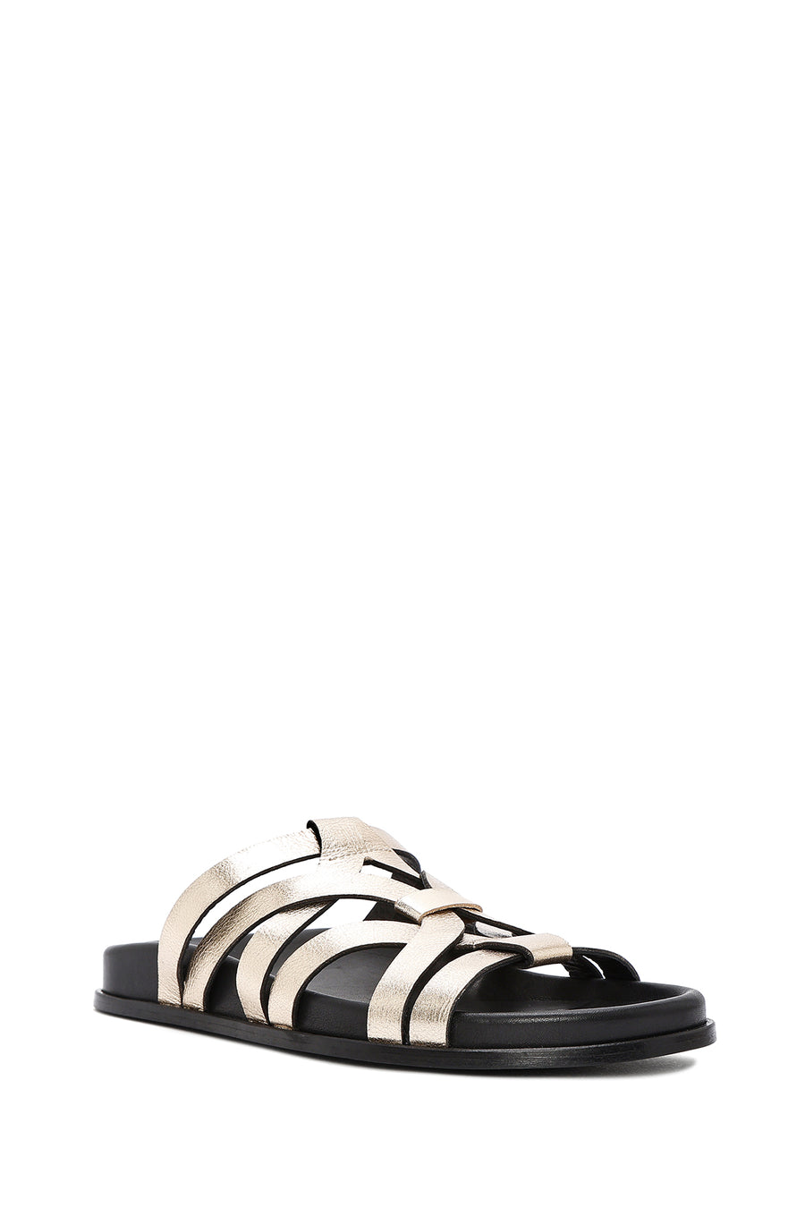 Women's Gold Leather Metallic Slippers