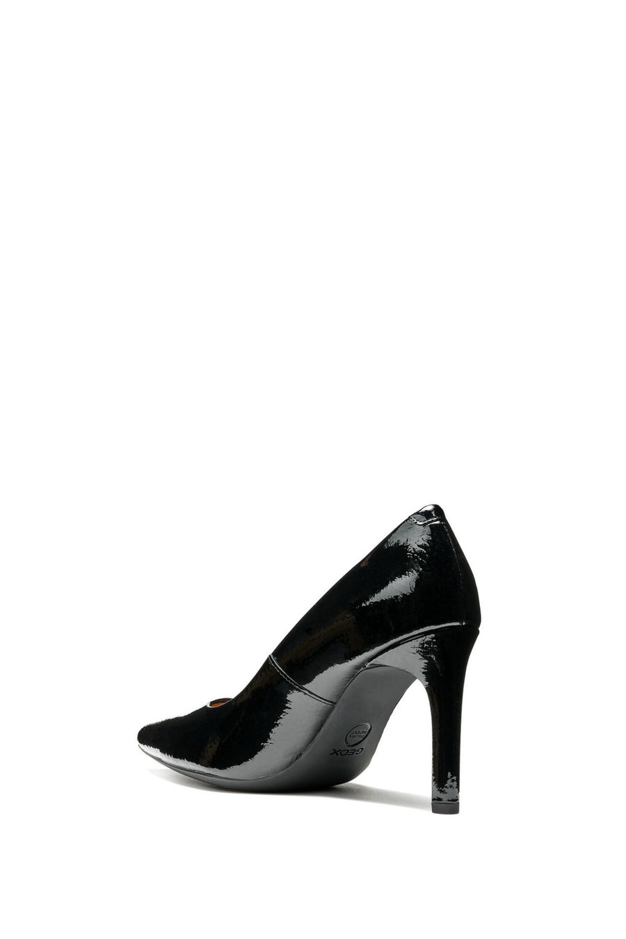 Geox Women's Black Faviola Thin Heeled Patent Leather Stiletto