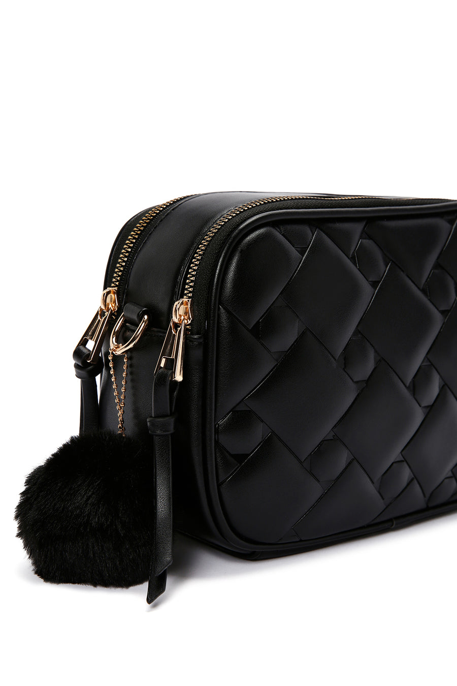 Women's Black Long Strap Quilted Crossbody Bag
