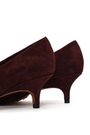 Woman Burgundy Short Thin-Heeled Suede Stiletto | Derimod