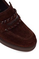 Woman Brown Chunky Heeled Suede Loafer | Derimod