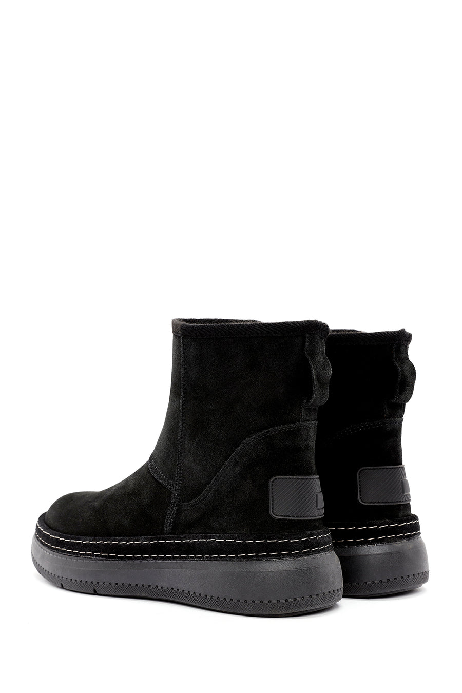 Women's Black Suede Leather Teddy Boots