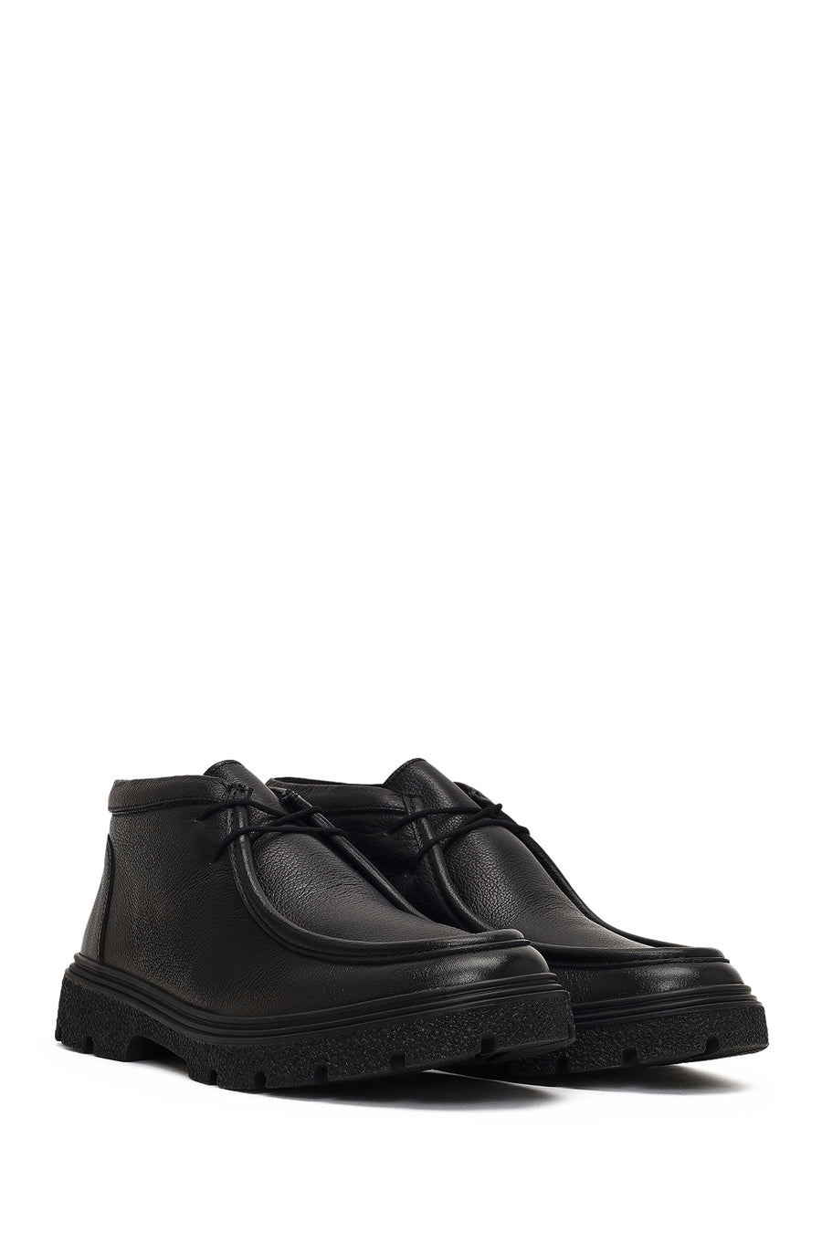 Men's Black Lace-Up Leather Casual Boot