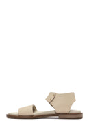 Women's Cream Buckled Leather Sandals | Derimod