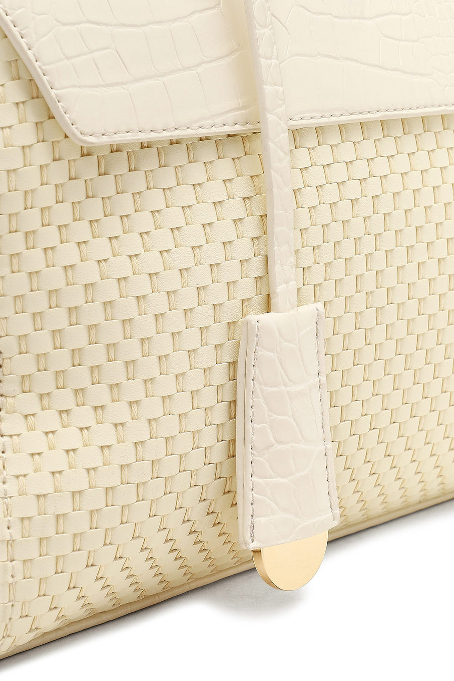 Women's Cream Long Strap Patterned Shoulder Bag