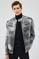 Carrera Men's Gray Nubuck Leather Sport Jacket | Derimod