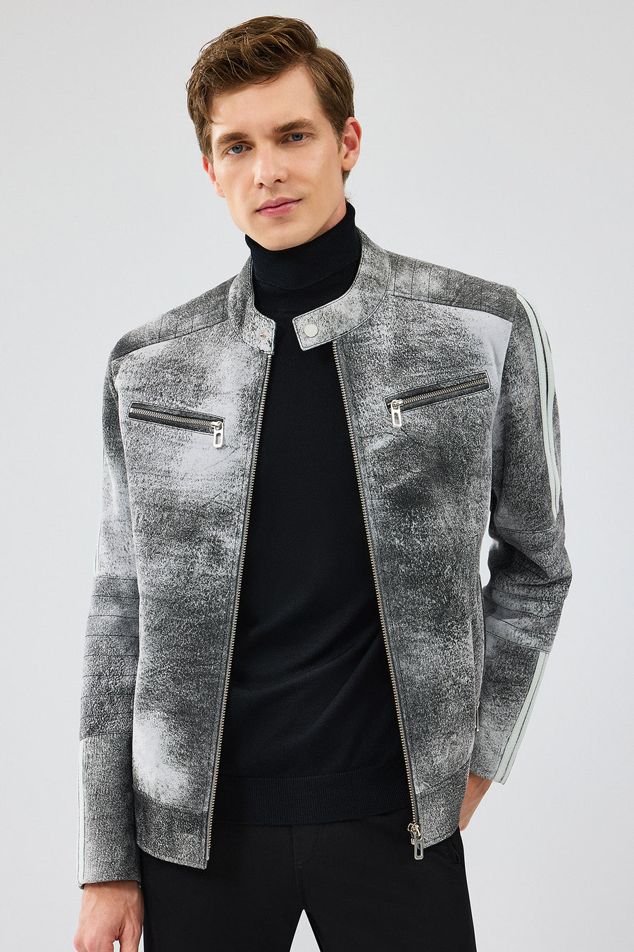Carrera Men's Gray Nubuck Leather Sport Jacket