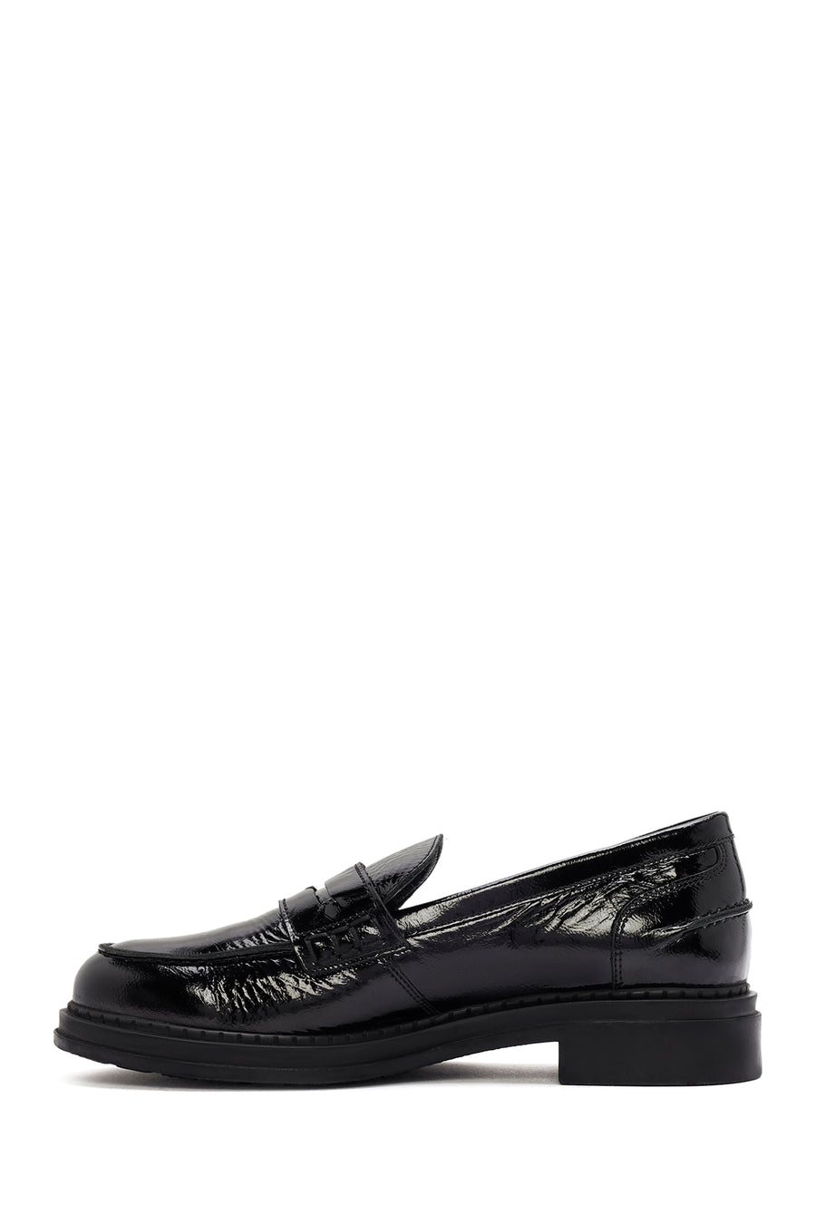 Women's Black Patent Leather Masculine Loafer