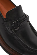 Men's Black Buckle Leather Casual Loafer | Derimod