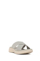 Woman Grey Thick-Soled Fabric Comfort Slippers | Derimod