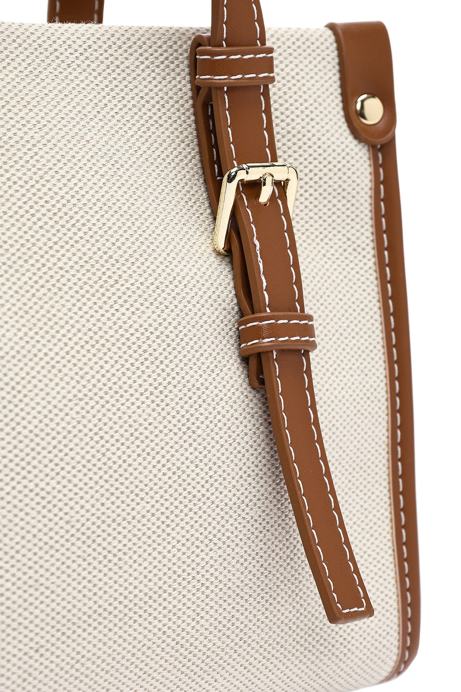 Women's Beige Long Strap Fabric Crossbody Bag