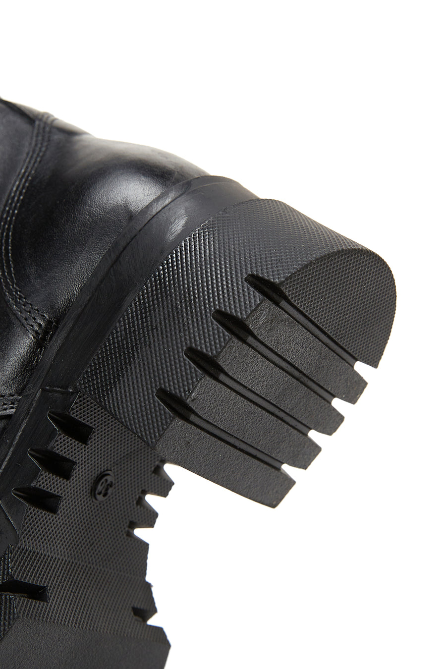 Women's Black Leather Thick Soled Boots