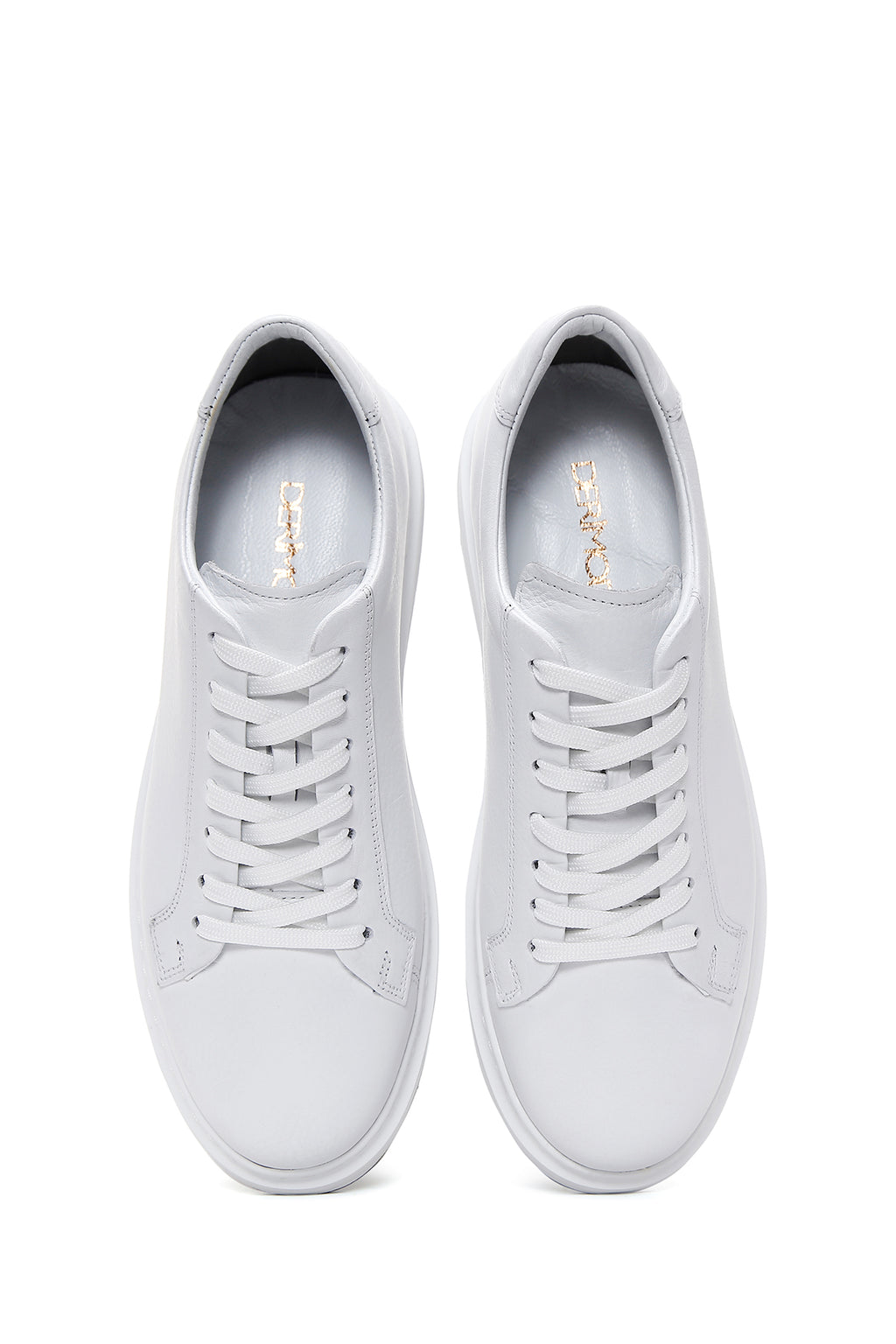 Erkek Beyaz Bağcıklı Deri Sneaker