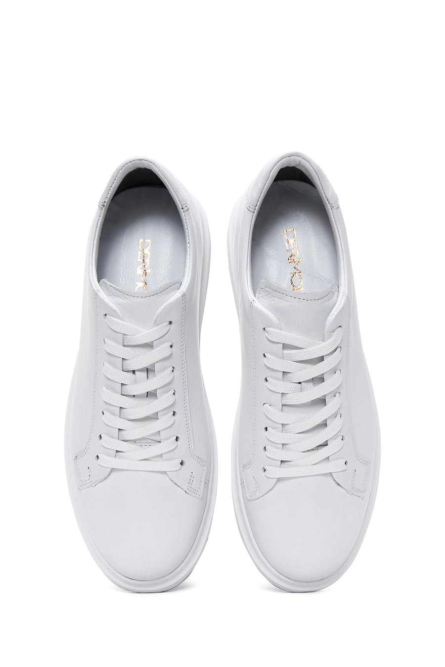 Erkek Beyaz Bağcıklı Deri Sneaker