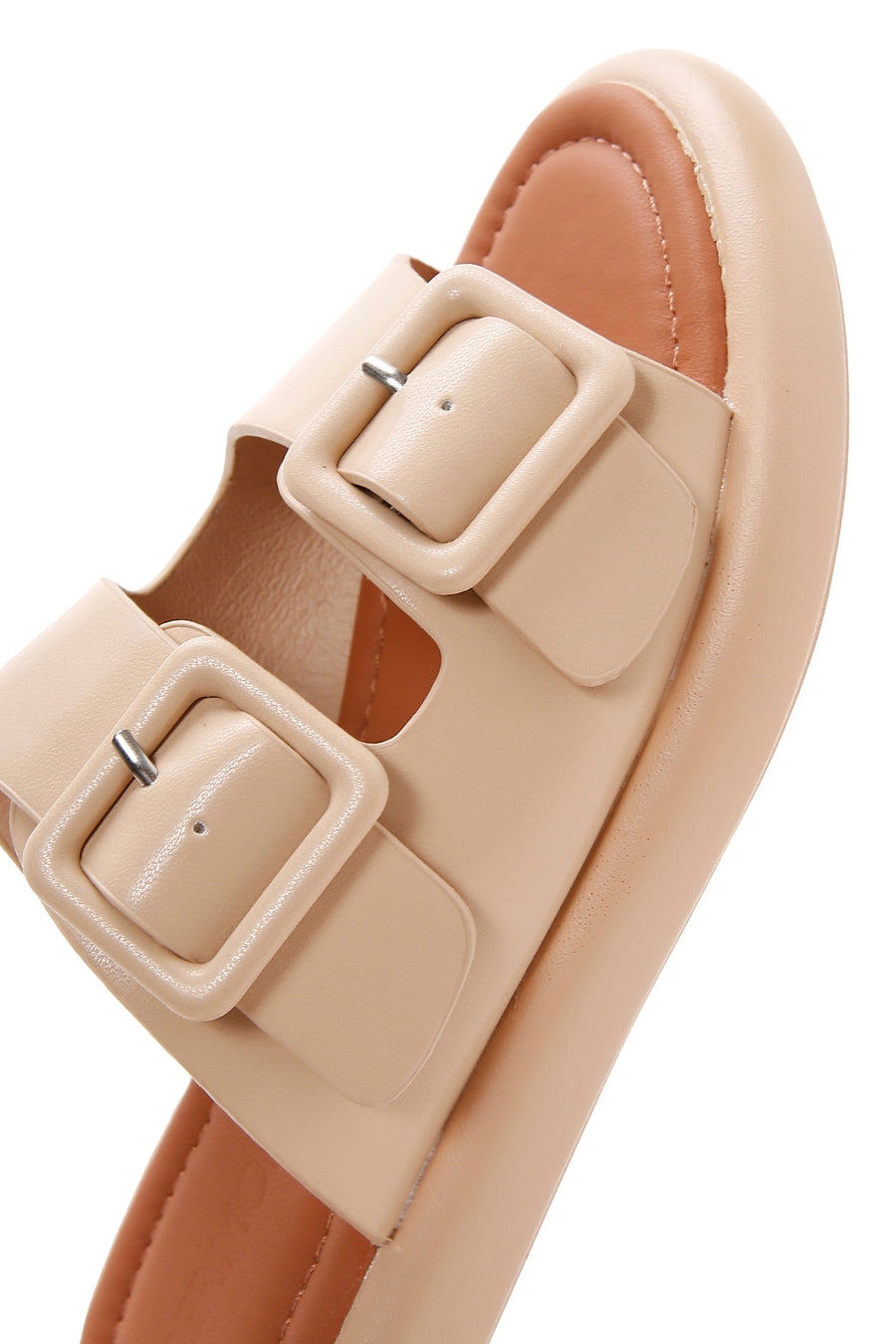 Women's Beige Double Buckle Slippers