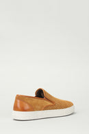 Perforated Tan Men's Leather Loafer | Derimod