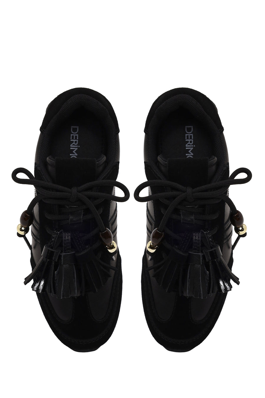 Kadın Siyah Bağcıklı Charmlı Leopar Deri Sneaker