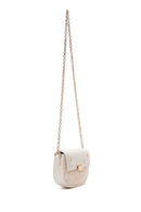 Women's Cream Long Strap Braided Mini Crossbody Bag | Derimod