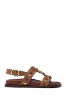 Women's Mink Stone Suede Leather Sandals | Derimod