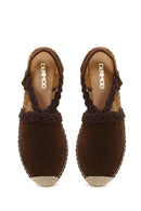 Women's Brown Suede Leather Espadrilles | Derimod