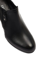 Women's Black Thick Heeled Leather Boots | Derimod