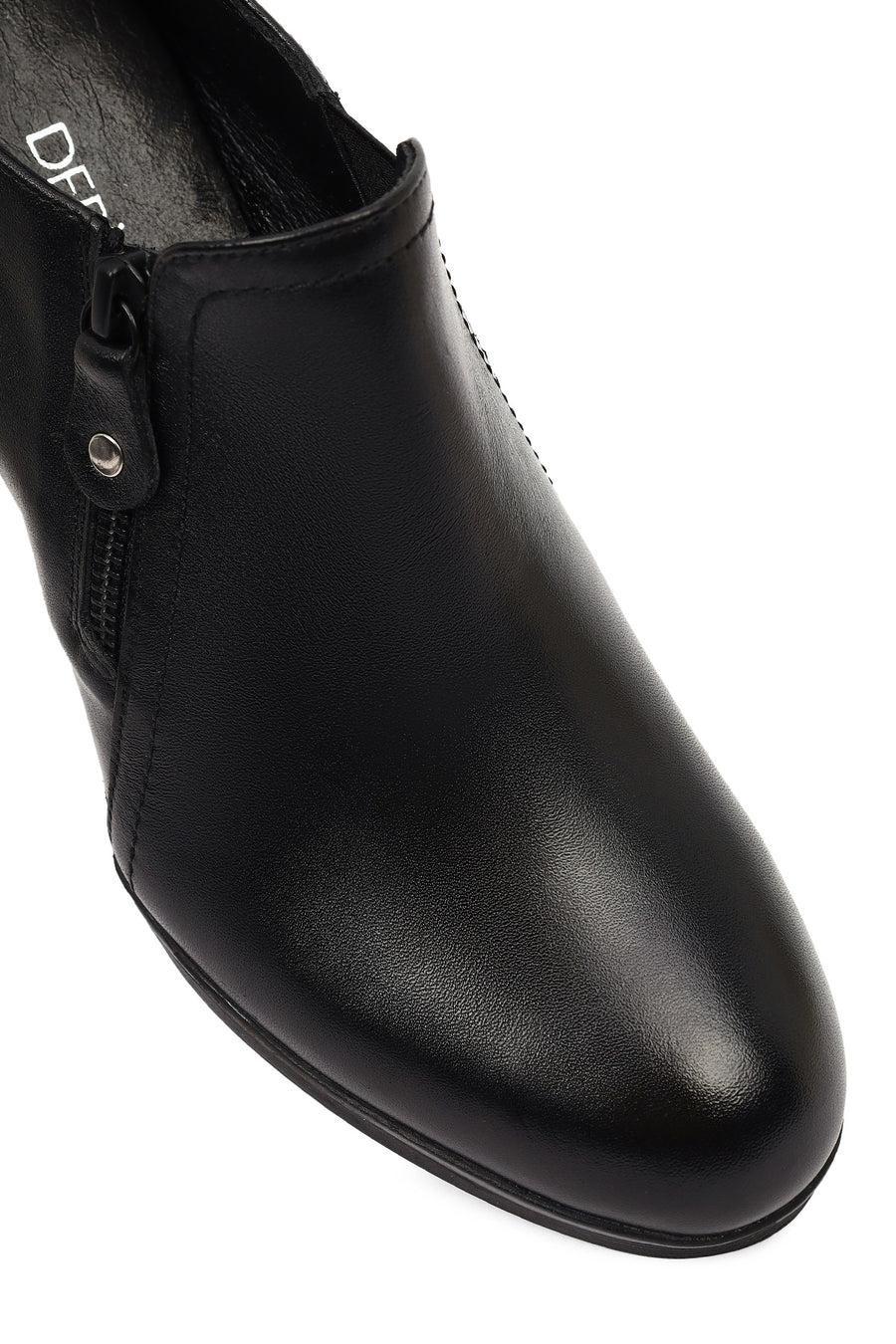 Women's Black Thick Heeled Leather Boots