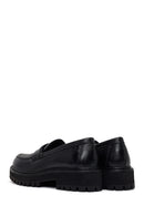 Woman Black Thick-Soled Leather Masculine Loafer | Derimod