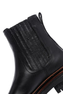 Woman Black Thick Sole Leather Chelsea Boots | Derimod