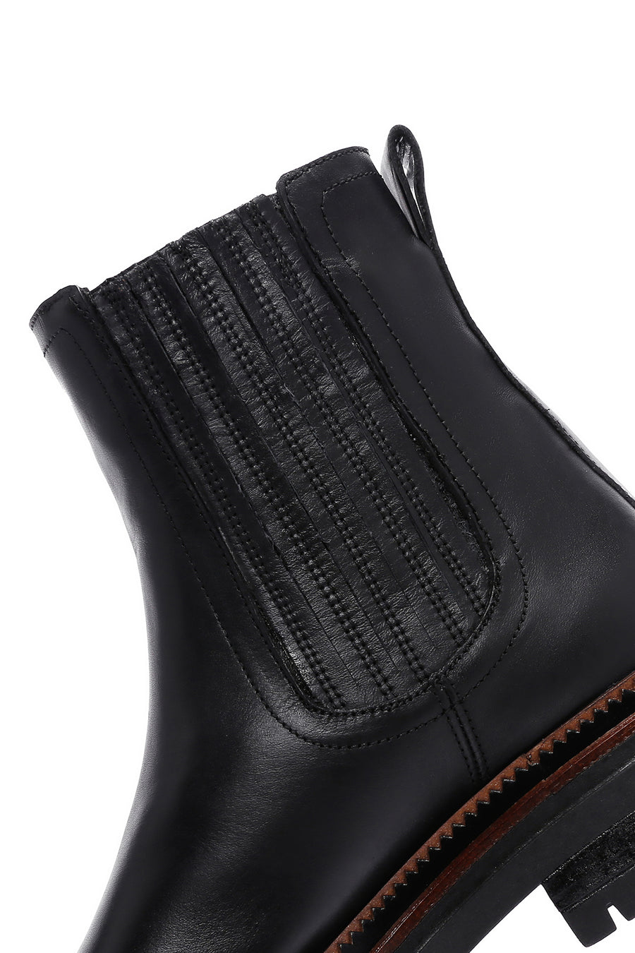 Woman Black Thick Sole Leather Chelsea Boots