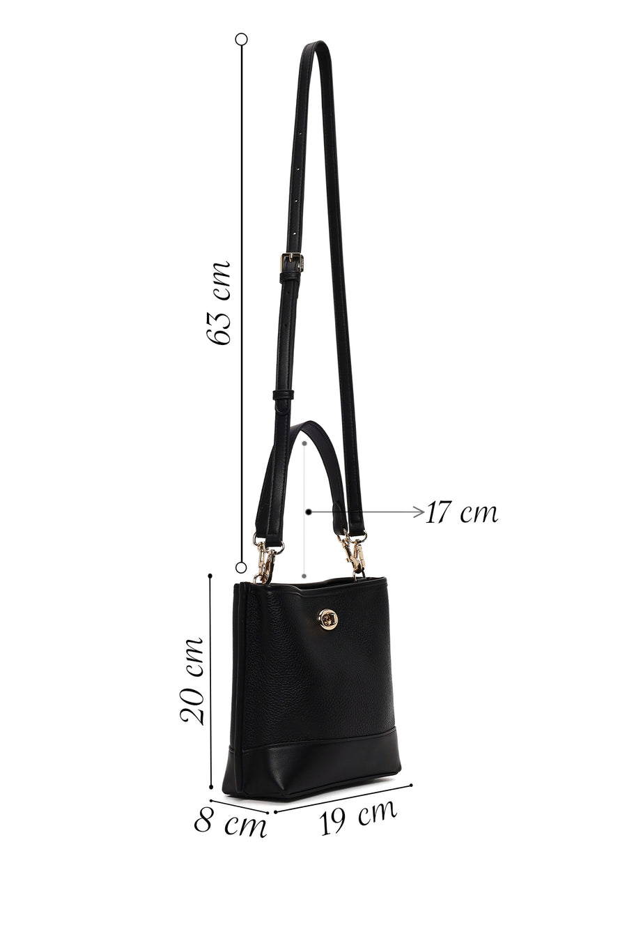 Woman Black Long-Strap Shoulder Bag
