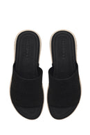Woman Black Chunky-Soled Patterned Comfort Slippers | Derimod